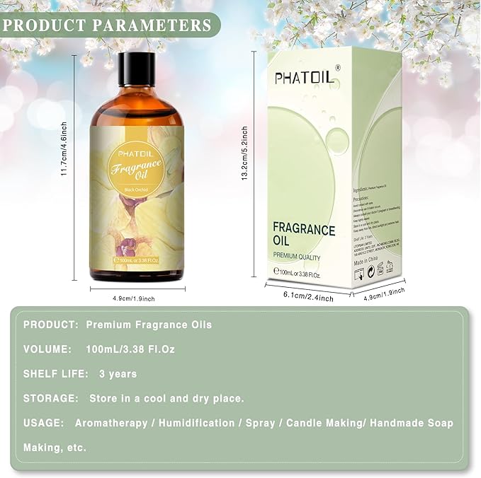 3.38FL.OZ Black Orchid Fragrance Oils for Aromatherapy, Essential Oils for Diffusers for Home, Perfect for Diffuser, DIY Candle and Soap Making, DIY Scented Products - 100ml