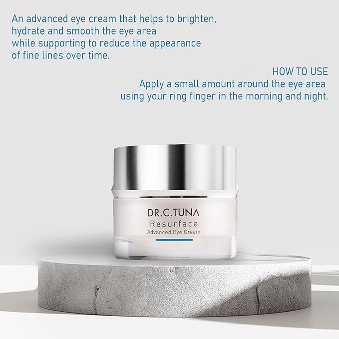 Farmasi Dr. C. Tuna Resurface Advanced Eye Cream, Natural and Organic Anti Aging, Wrinkles Eye Cream to Reduce Puffiness, Minimizes Under Eye Darkness, Brighter and Younger-Looking Eyes 0.5 oz/15 ml