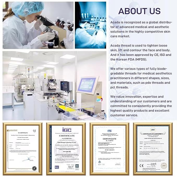 ACADA Pdo Threads for Eye Lift Face Lift Pdo Screw Threads for Eyes lift 30G25mm 40Pcs B-Type, Pdo Periocular Threads, Pdo Threads Eyes