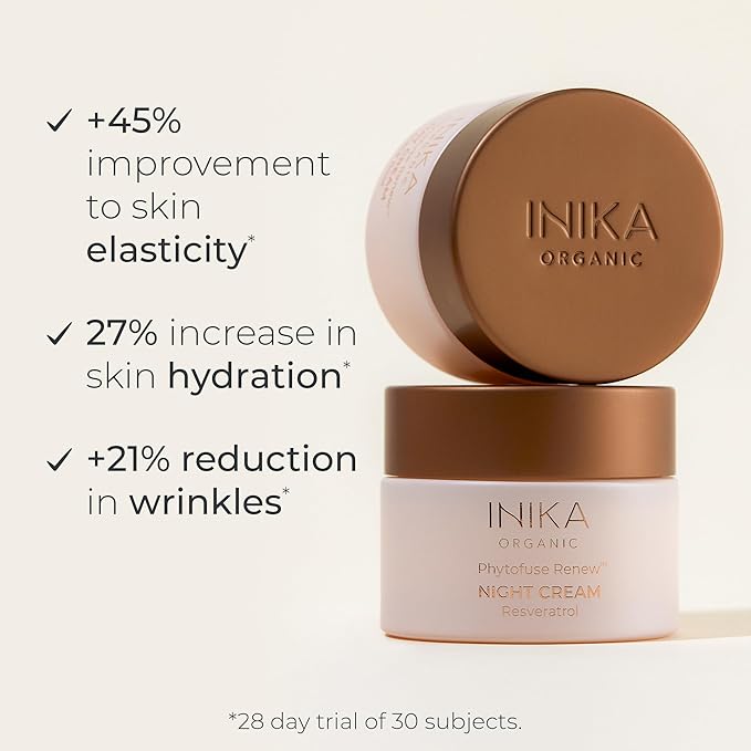 INIKA Organic Phytofuse Renew™ Night Cream | Nourishing Anti-Aging overnight skin repair cream with Natural and Vegan ingredients 50 ml