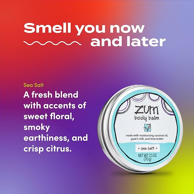 Zum Indigo Wild Body Balm - Body Moisturizer for Women & Men - Includes Goat's Milk, Shea Butter & More - Natural Skin Moisturizer - Sea Salt Scent - 2.5 oz