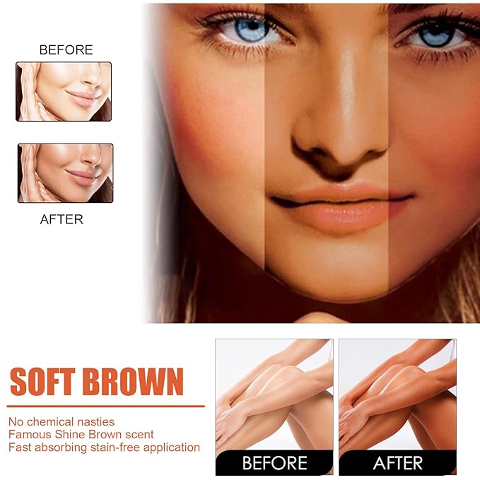 2pcs Shine Brown Tanning Gel & Aloe Vera Gel Set, Tanning Accelerator Cream for Outdoor Sun and Sunbeds, Dark Tanning Gel & After Sun Care Set for Achieve Natural Healthy Tan Skin