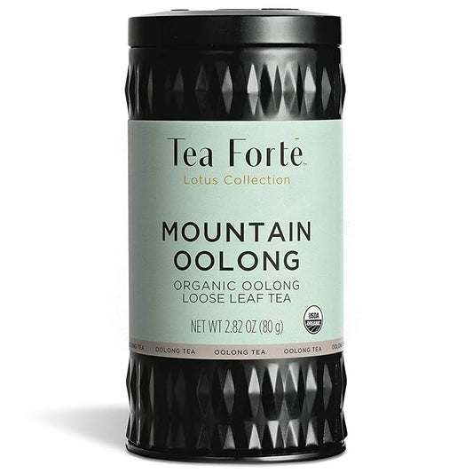 Tea Forte Mountain Oolong Premium Organic Loose Leaf Caffeinated Oolong Blend Canister, Makes 35-50 Cups