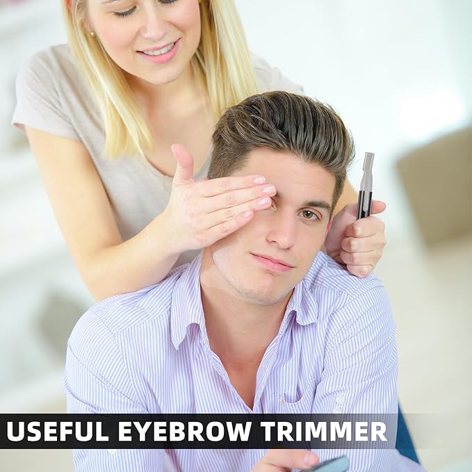 Chumia 2 Pcs Electric Eyebrow Trimmer Women Precision Face Razors Mini Shaver with Comb Christmas Women Gift Battery Operated Personal Epilator for Face Neck Fuzz Lips Leg(Black)