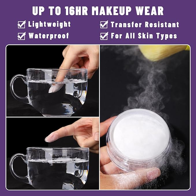 UCANBEMAKUP Long Lasting Makeup Setting Spray Kit- 6.76 Fl oz Hydrating Matte Finish Mist Lightweight Face Make up Fixer +Translucent Loose Setting Powder+2PC Sponge Puff Set