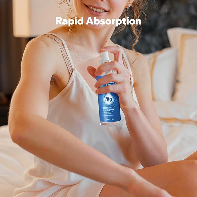 Magnesium Oil Spray (4 Fl,Oz), Mineral 0il, Magnesium Oil for Feet, Easing, Fast-Absorbing Magnesium Mist for Feet & Skin