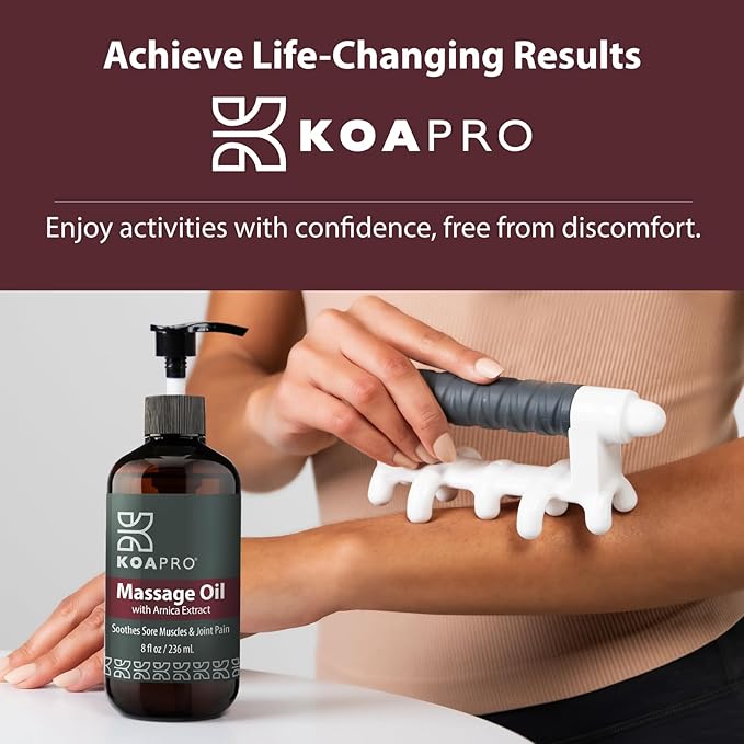 KOAPRO Massage Oil for Massage Therapy - Arnica for Pain Relief, Premium Body Massager Oil for Sore Muscles and Bruises with Lavender, Deep Tissue Anti Cellulite Massage Oil 8 Fl Oz