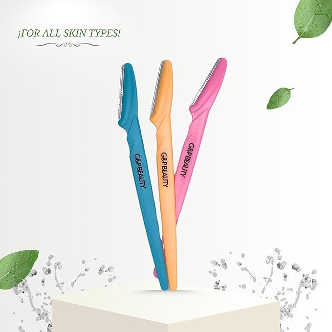 G&P BEAUTY Precision Face & Eyebrow Dermaplaning Kit - 3 Exfoliating Razors with Precision Covers for Women, ideal Gift.