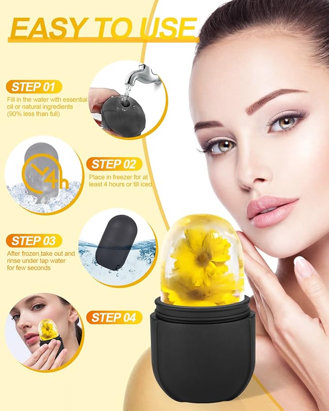 Ice Roller for Face & Eye, Beauty Facial Ice Holder Mold Face Puffiness Relief Massage Skin Care Tools for Brighten Lubricate Shrink Pores Remove Fine Lines