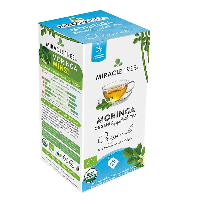 Miracle Tree - 12 Count of Organic Moringa Superfood Tea, 25 Individually Sealed Tea Bags, Original (Keto, Detox, Energy/Immunity Booster, Vegan, Gluten-Free, Organic, Non-GMO, Caffeine-Free)