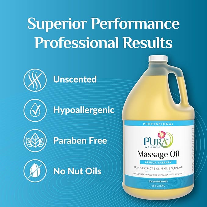 PURA Arnica Oil - Unscented Deep Tissue Massage Therapy, Hypoallergenic, 128oz