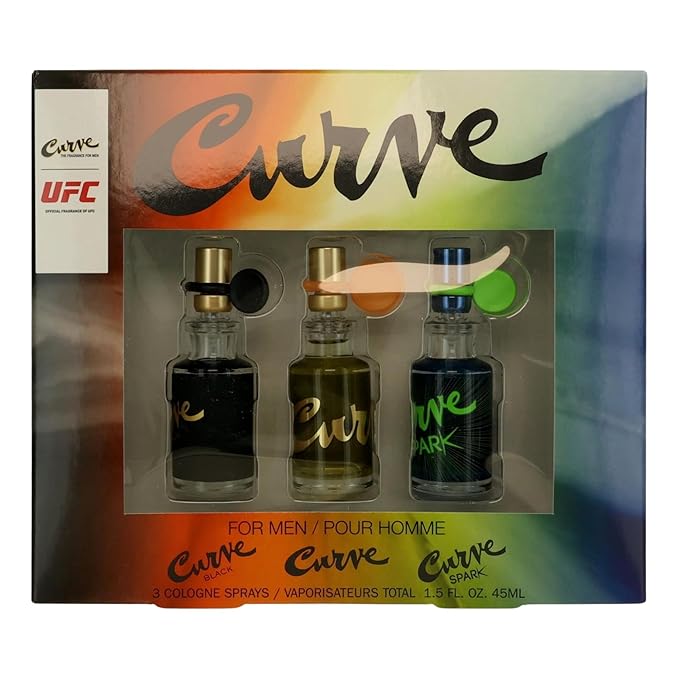 Curve Liz Claiborne Men's Cologne Travel Size Sprays, 3 Piece Mini EDT 0.5 Ounce