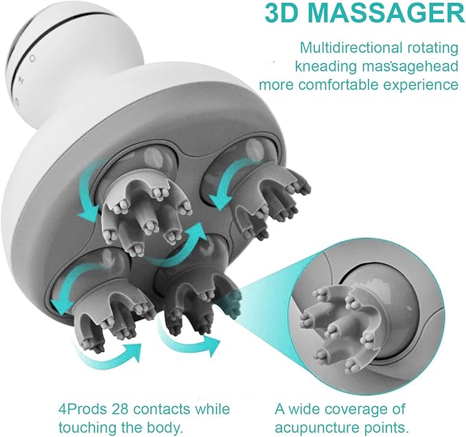 VGU Rechargeable Scalp Massager with Multi-Node Design, Promotes Hair Growth, Relieves Stress, Waterproof, Portable Handheld Head Massager