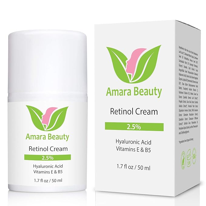 Retinol Cream for Face 2.5% with Hyaluronic Acid & Vitamins E & B5, 1.7 fl. oz.