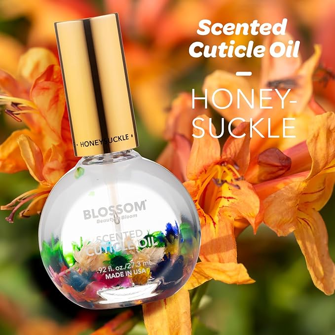 Blossom Hydrating, Moisturizing, Strengthening, Scented Cuticle Oil, Infused with Real Flowers, Made in USA, 1.84 fl. oz, 2 Pack Bundle, Cherry + Honeysuckle