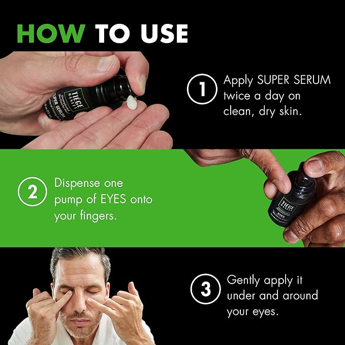 Tiege Hanley Eye Cream & Face Serum Set, Advanced Anti-Aging Bundle - Dark Circle & Under Eye Cream for Puffiness & Bags - Firms, Plumps, Hydrates, & Repairs Skin - Eye Wrinkle Cream for Men
