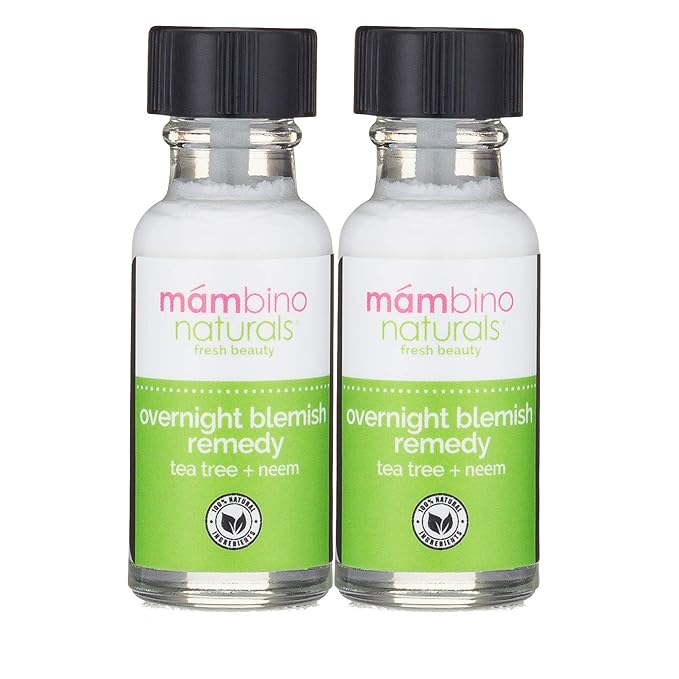 Overnight Blemish Solution Roll-On | Acne & Pimple Spot Care | Tea Tree & Plant-Based Formula | Cruelty-Free Skincare | 15 ml – Mambino Organics 2-Pack