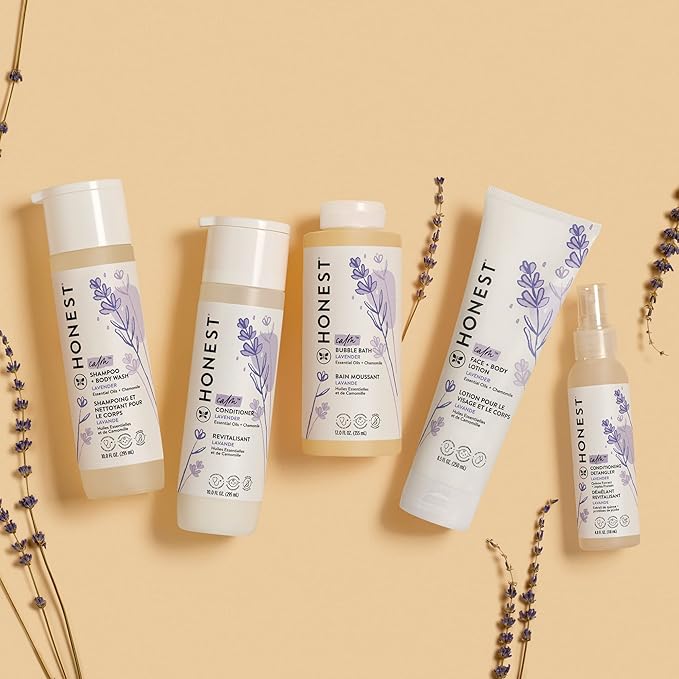 The Honest Company Foaming Bubble Bath | Gentle for Baby | Naturally Derived, Tear-free, Hypoallergenic | Lavender Calm, 12 fl oz