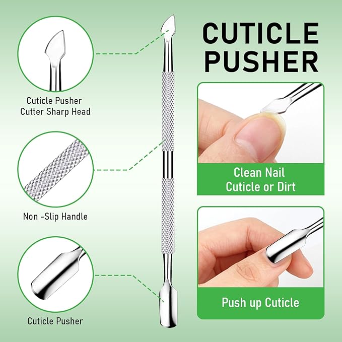 Cuticle Remover Kit, Cuticle Remover Cream, Cuticle Trimmer, Cuticle Pusher, Cuticle Nipper, Professional Cuticle Remover Tools Set, Stainless Steel Manicure Tools with 15ml Cuticle Softener