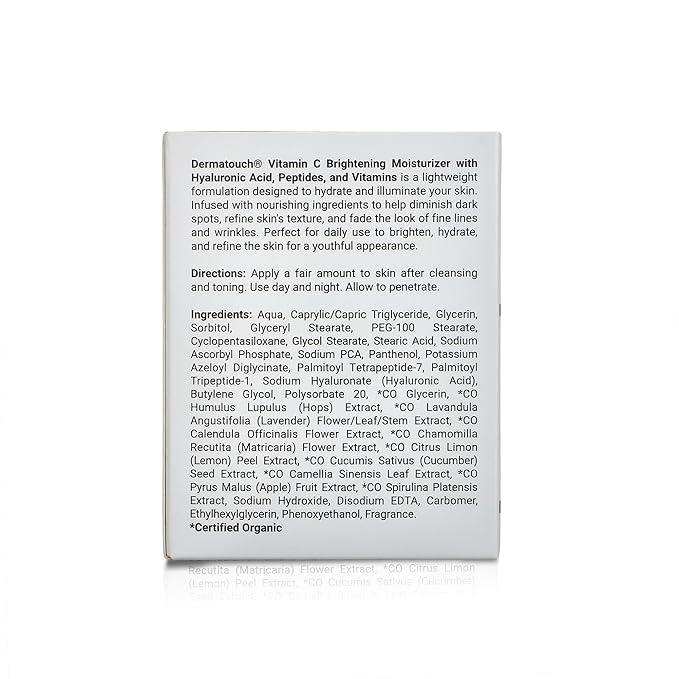 DERMATOUCH Vitamin C Moisturizer with Hyaluronic Acid, Peptides & Sea Algae, 1.75 fl oz - Made in America