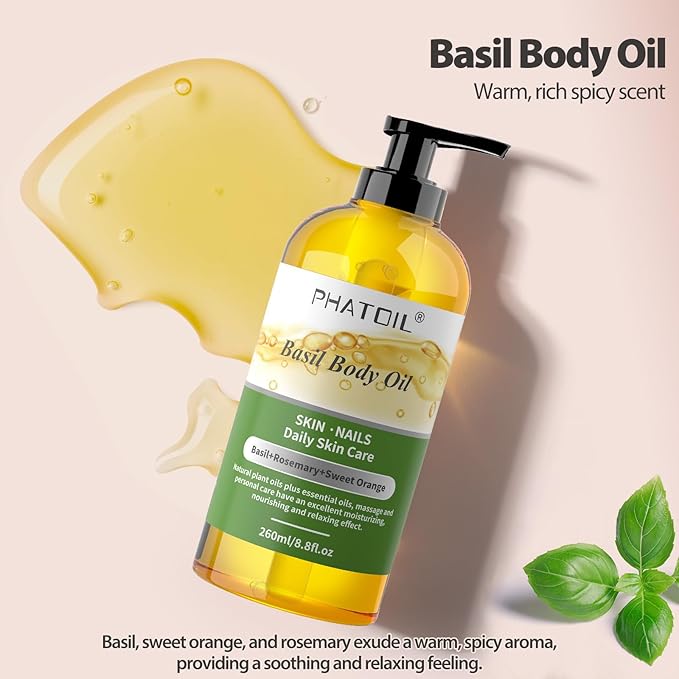 Castor Oil Organic Cold Pressed 118ML and Basil Body Oil 260ML