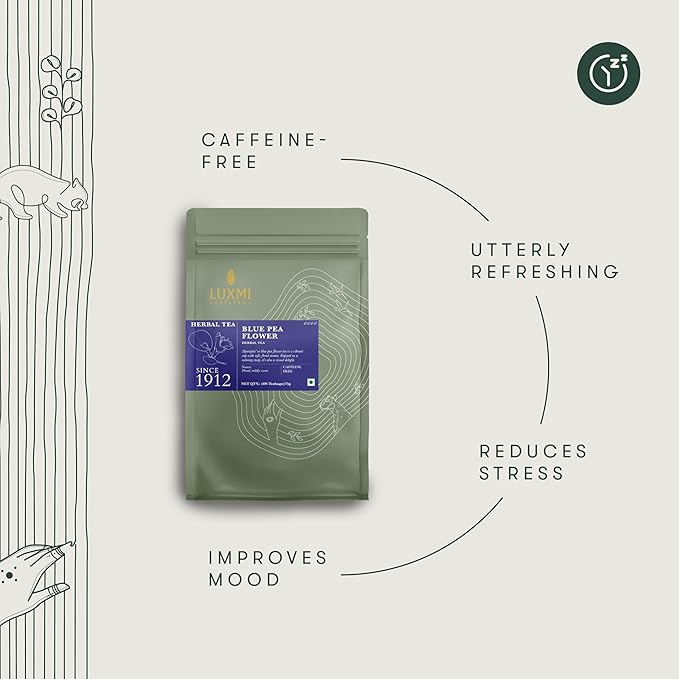 Luxmi Estates - Butterfly Pea Flower Tea - 50 Tea Bags | USDA Certified Organic Blue Tea | Caffeine-Free | Single Ingredient