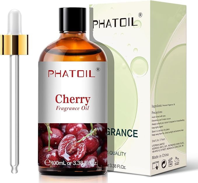 3.38FL.OZ Cherry Fragrance Oils for Aromatherapy, Essential Oils for Diffusers for Home, Perfect for Diffuser, Yoga, Skin Care, DIY Candle and Soap Making - 100ml