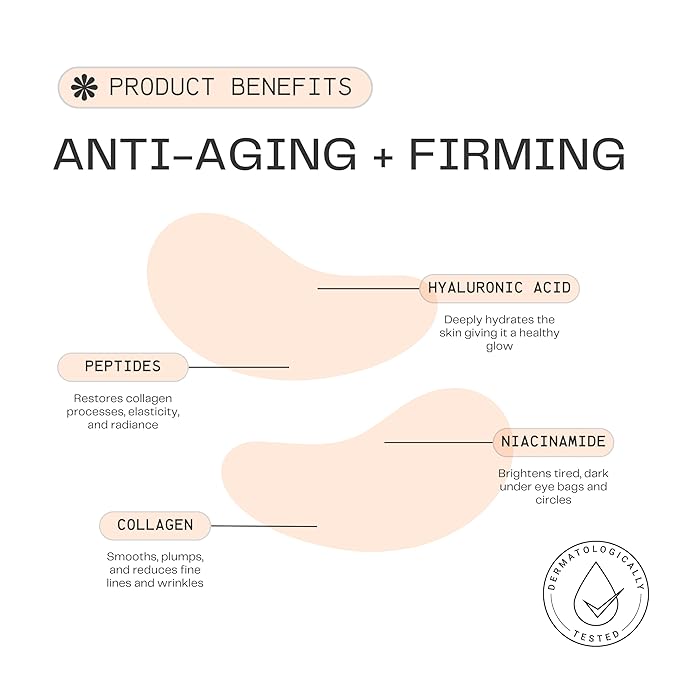 Collagen Under Eye Mask Patches (Anti-Aging + Firming 20 Pairs) with Niacinamide + Peptides - Anti-Aging, Fine Lines, Wrinkles, Dark Circles, Puffy Eyes, Under Eye Bags - Mother's Day Gifts