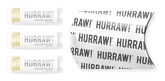 Hurraw! Unscented Lip Balm, 3 Pack: