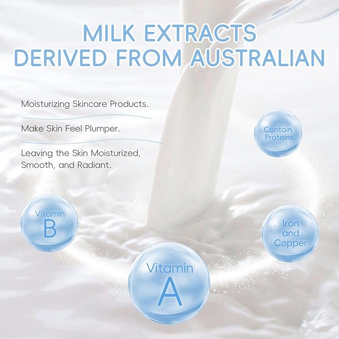Milk Skin Care Kit, 8Pcs Moisturizing Face Care Set, Deep Clean, Nourish Skin, Facial Skin Care Sets with Cleanser, Exfoliating Scrub, Hand Wax, Eye Cream, Moisturizing Cream, Sunscreen