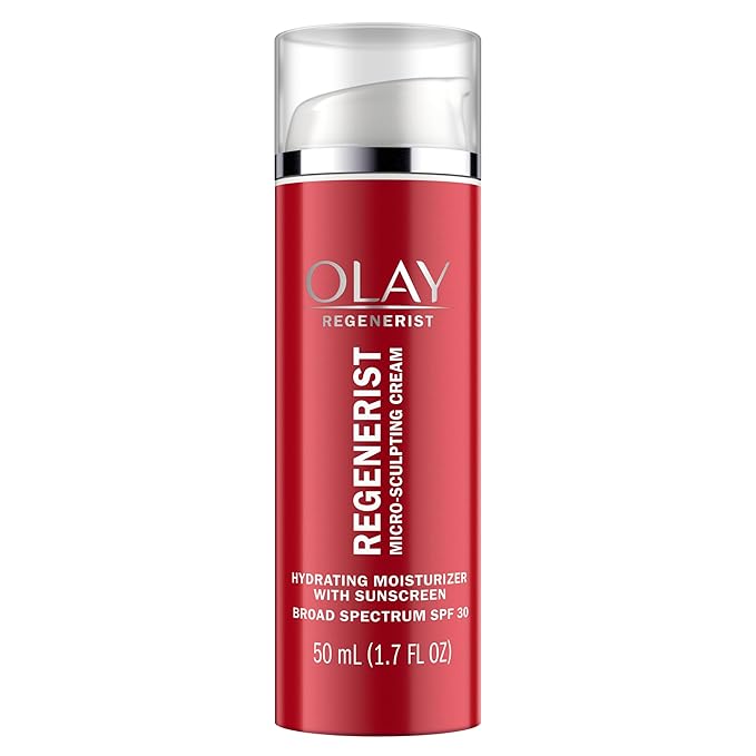 Face Moisturizer by Olay Regenerist Microsculpting Cream With SPF 30 Sunscreen and Vitamin E for Advanced Anti-Aging, 50ml