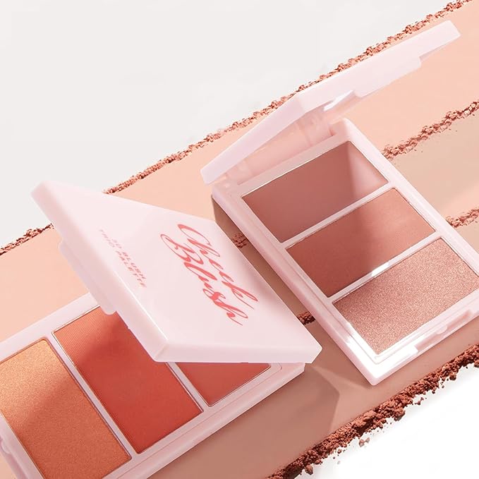 3D Blush Palette, Multi-Use Makeup Powder Pink Blush Palette Glow Makeup Cream Blush For Cheeks, Lightweight, Smooth, Blendable, Contour & Highlight Face for Shimmery Or Matte Finish(04#）