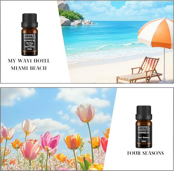 Hotel Collection Diffuser Essential Oil Gift Set,Seaside Hotel Scents for Home,Stress Relief Air Freshening,Ritz Carlton,Westin,Wynn Las Vegas,Baccarat NYC,Four Seasons,Aria,Marriott Beach Villas