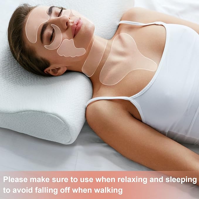 Patelai 22 Pcs Reusable Face and Forehead Wrinkles Patches Overnight Silicone Chest Neck Wrinkle Patches Pad Eyelid Lifter Strips for Face Forehead Neck Decollete Cheek Eye Pads Beauty