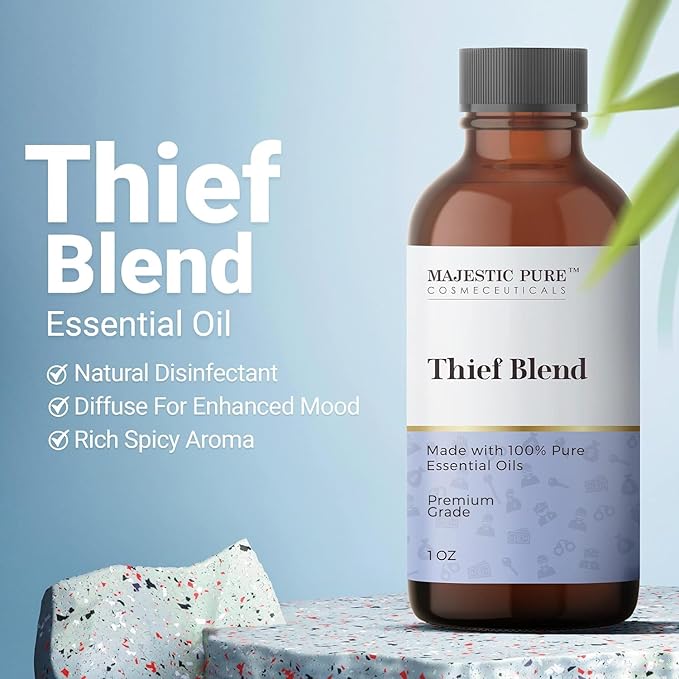 Majestic Pure Essential Oil Blend with Eucalyptus, Rosemary, Lemon & Other Oils | 100% Pure Premium Oil for Uplifting Mood, DIY Products, Cleansing | Essential Oils for Diffusers & Aromatherapy | 1oz