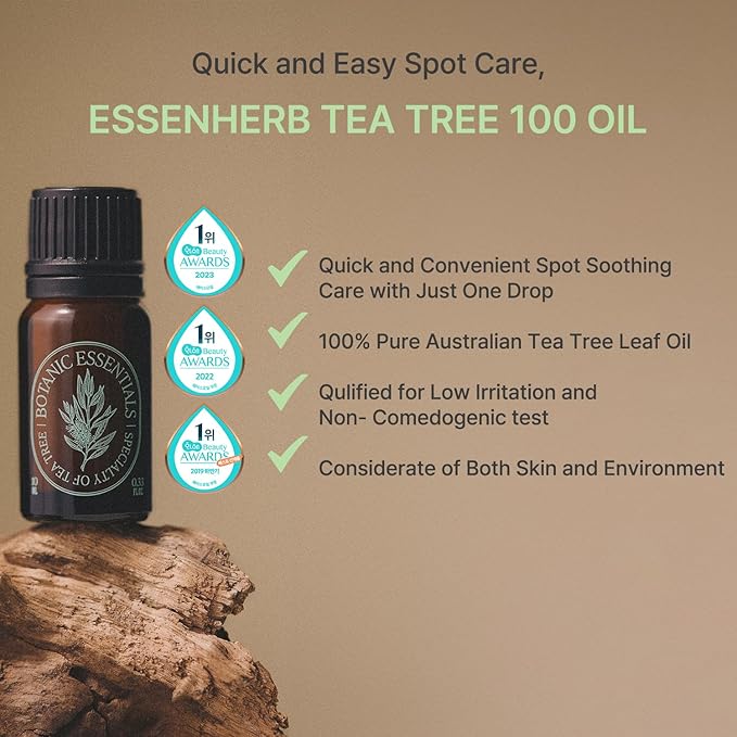 Tea Tree 100 Oil | Vegan | for Acne-Prone & Troubled Skin | High Concentration of 100% Tea Tree Oil, Korean Skincare (10ml, 0.33fl.oz)