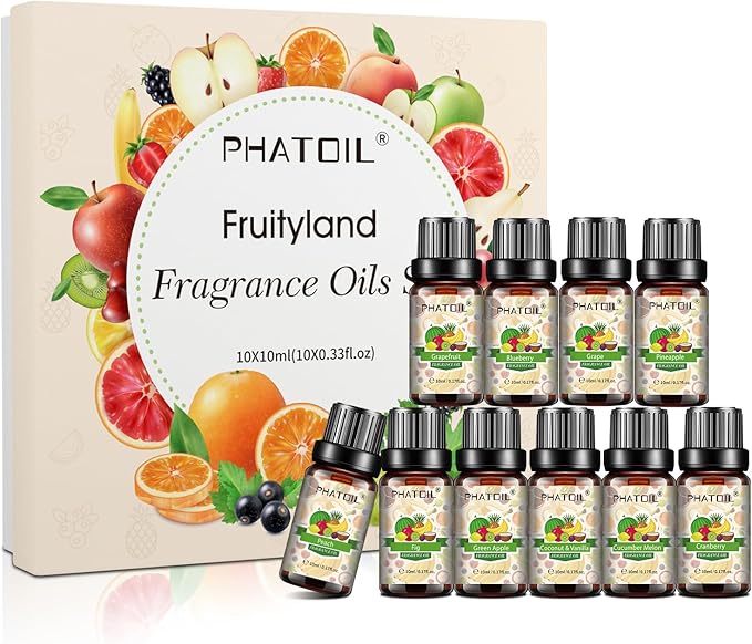 Coconut & Vanilla Fragrance Oils Set, 10 Pcs Aromatherapy Oils Set, for Diffusers, Home Care, DIY Soap Candle Making Scents, Fragrance, Aromatherapy, Humidifiers, for Friend (10ml)