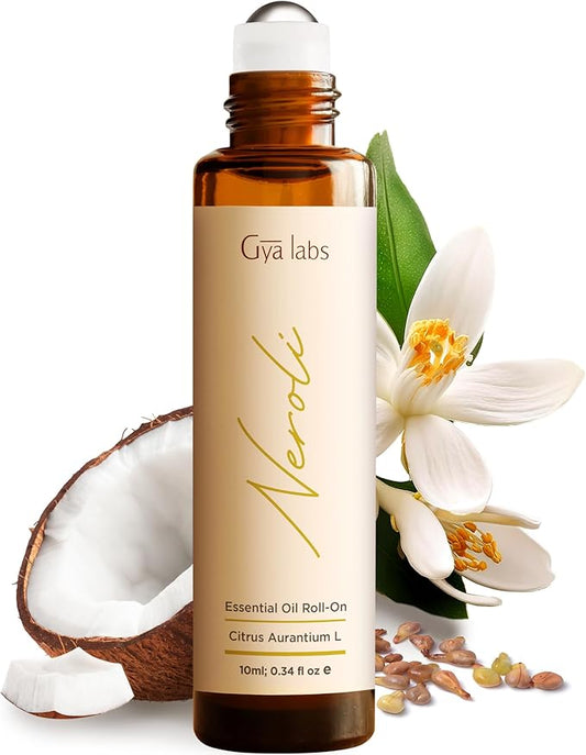 Gya Labs Neroli Essential Oil Roll on for Skin - 100% Pure Natural Neroli Perfume Oil Roller, Long Lasting Floral & Citrus Scent - Aromatherapy, Travel Size (0.34 Fl Oz)
