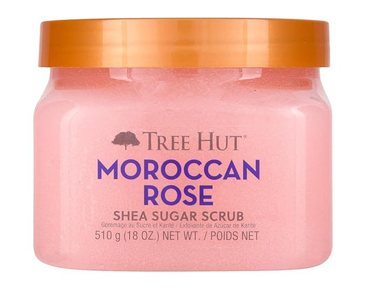 Tree Hut Moroccan Rose Shea Sugar Scrub | Exfoliating Body Scrub Removes Dead, Dry Skin for a Soft & Hydrated Feel | Nourishing Essential Body Care | 18 fl oz.