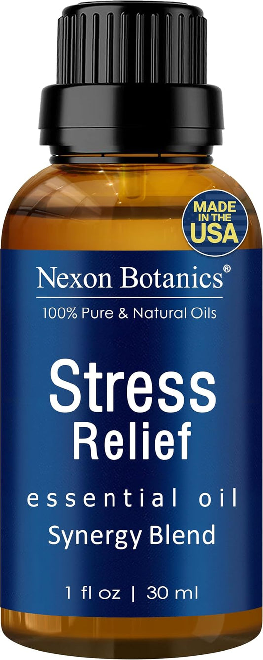 Stress Relief Essential Oil Blend 30 ml - Stress Relief & Calm Essential Oil for Diffusers & Aromatherapy - Promotes Relaxation & Sleep - Nexon Botanics