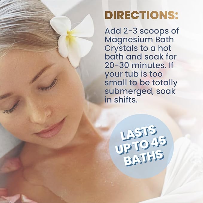 Health and Wisdom Magnesium Bath Salt - Magnesium Chloride Flakes for Bath Soak, 4X Epsom Salt Concentration, Unscented Formula, Dead Sea Sourced, Resealable Bag, Zero Additives - 88 Ounces
