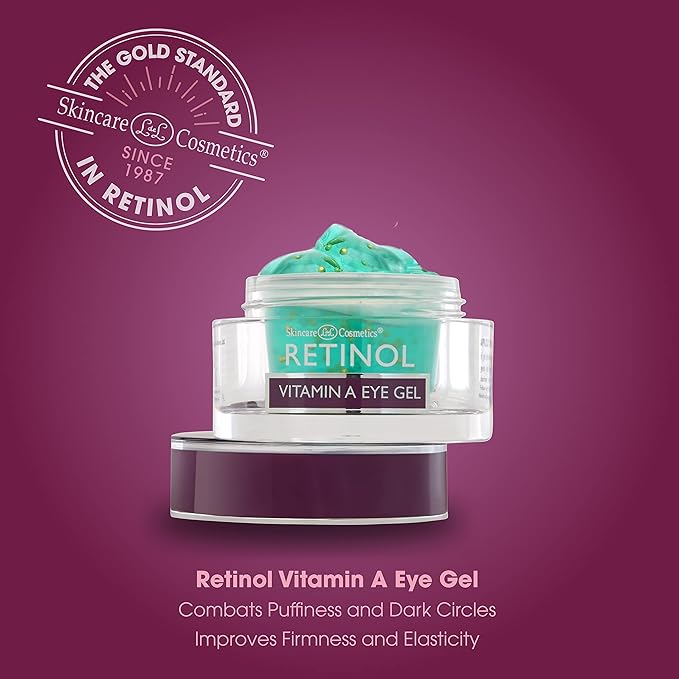 Retinol Vitamin A Eye Gel - Anti-Aging, Reduces Puffiness & Dark Circles, Restores Elasticity, 15ml