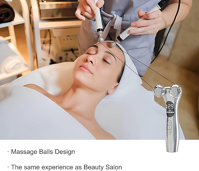 SLANGO 4D Facial Beauty Roller Massager – Double-Ball Neck Lifting Device with 12 Massage Modes & 5 Vibration Levels for Face & Body Sculpting (White)