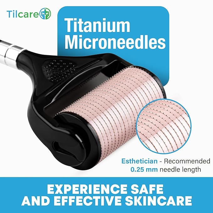 Ultra-Wide Derma Roller for Face - At-Home Microneedling Kit, 0.25 mm Microneedle Roller for Skin Care, Derma Roller for Scalp Hair and Beard, Superior to a Microneedling Pen/Derma Pen