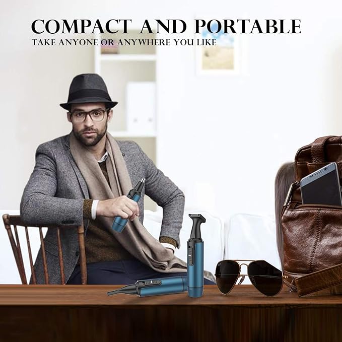 AREYZIN Ear and Nose Hair Trimmer for Men and Women Professional USB Rechargeable Nose Trimmer Nose Clippers Eyebrow Facial Hair Trimmer Body Grooming Kit IPX7 Waterproof Dual Edge Blades