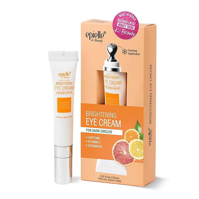 Epielle Brightening Eye Cream | Anti-Aging Serum for Dark Circles & Wrinkles | Cooling Applicator for Refreshing Application | Korean Skincare