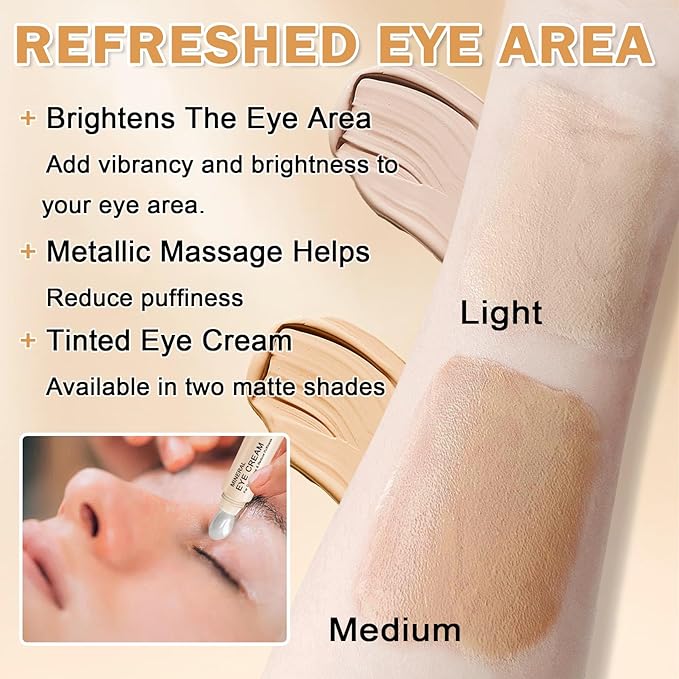 CAHIUYOA Mineral Sun Screen Eye Cream Under Eye Cream for Dark Circles and Fine Lines Travel Size Mineral Eye Cream - 02 Medium