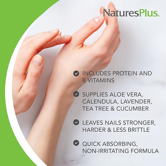 NaturesPlus Ultra Nails Nutrient-Activated Strengthener - .25 fl oz - Naturally Strengthens Nails & Cuticles - Conditions Nails With Aloe, Calendula, Vitamins & Protein - Formaldehyde Free, Vegan
