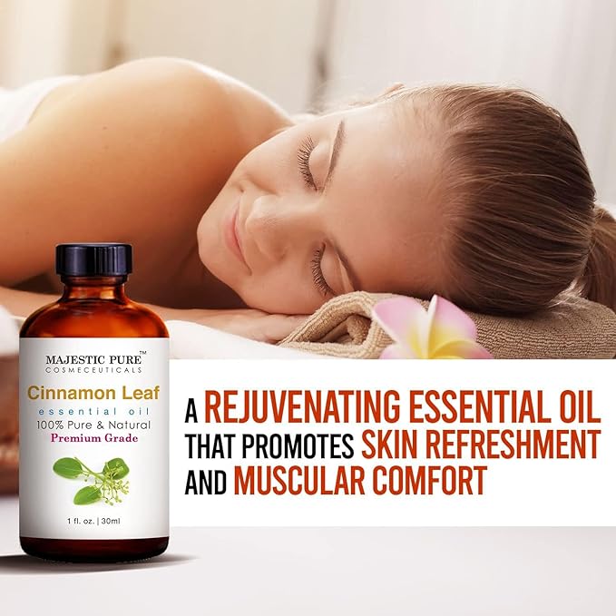 MAJESTIC PURE Cinnamon Essential Oil | 100% Pure and Natural Cinnamon Oil | Premium Grade Essential Oils for Hair Care, Home Diffusers, Skin, Aromatherapy, Massage and Humidifiers | 1 Fl Oz