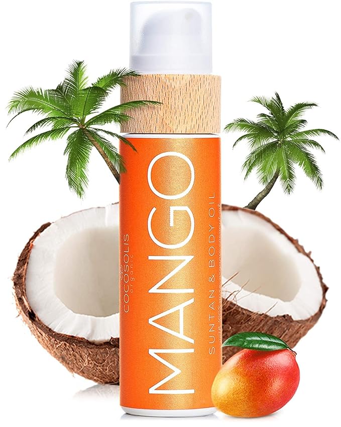 COCOSOLIS MANGO Tanning Accelerator XL - Organic Tanning Oil with Vitamin E & Mango Scent for a Fast Intensive Tan - Tanning Enhancer for a Rich Chocolate Tan (6.76)